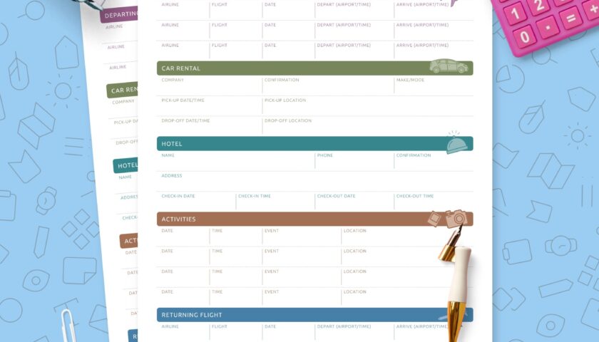 Printable Travel Itinerary Template