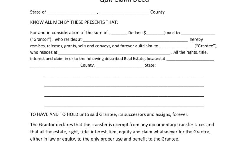 Quit Claim Deed Form Example Printable Form Templates And Letter