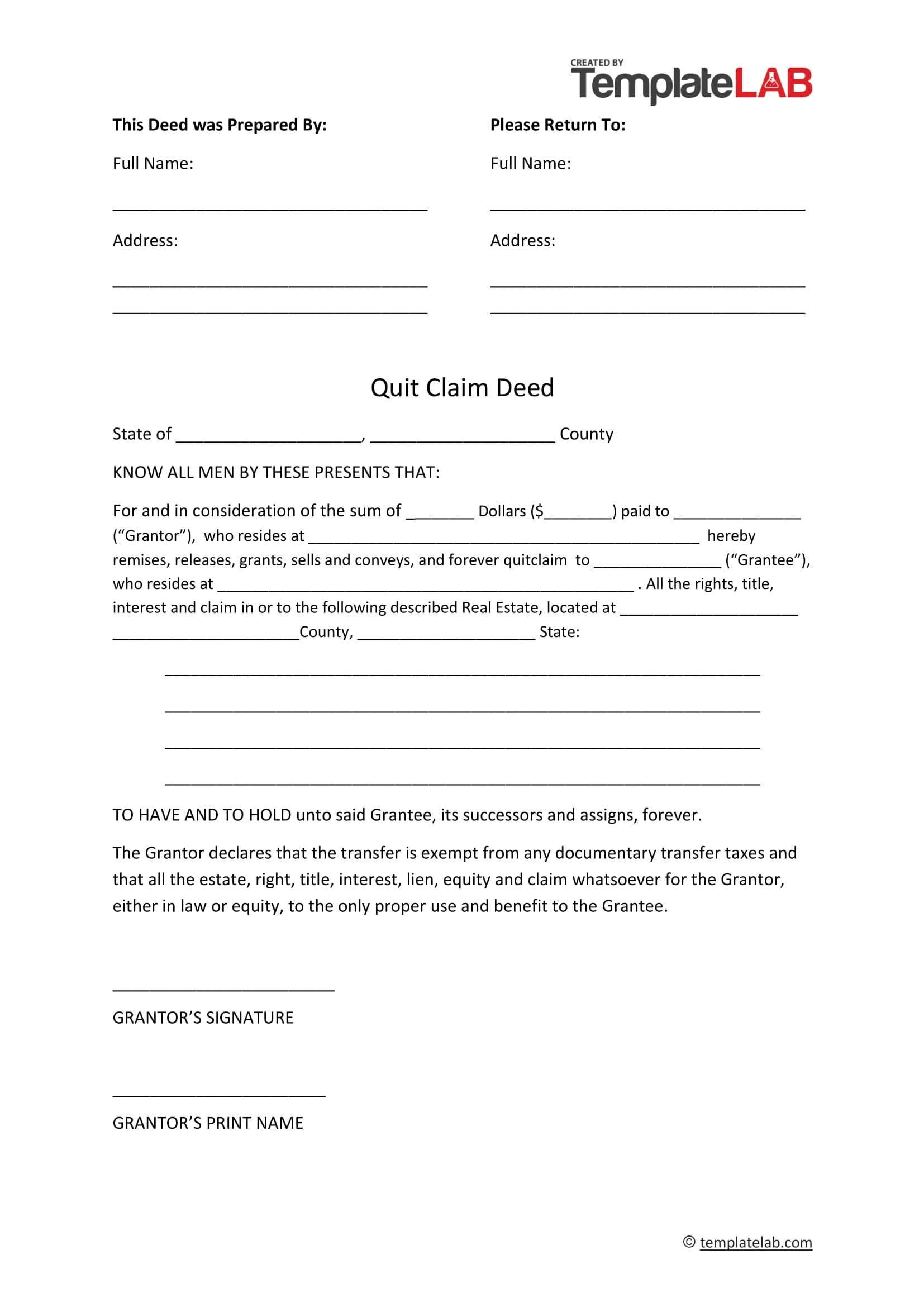 Quit Claim Deed Form Example Printable Form Templates And Letter