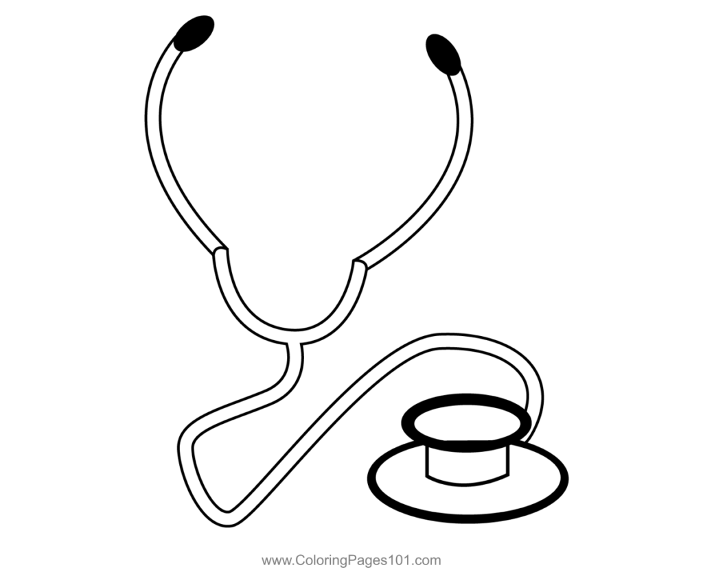 Stethoscope Template Printable Pattern Stencils Coloring Outline 