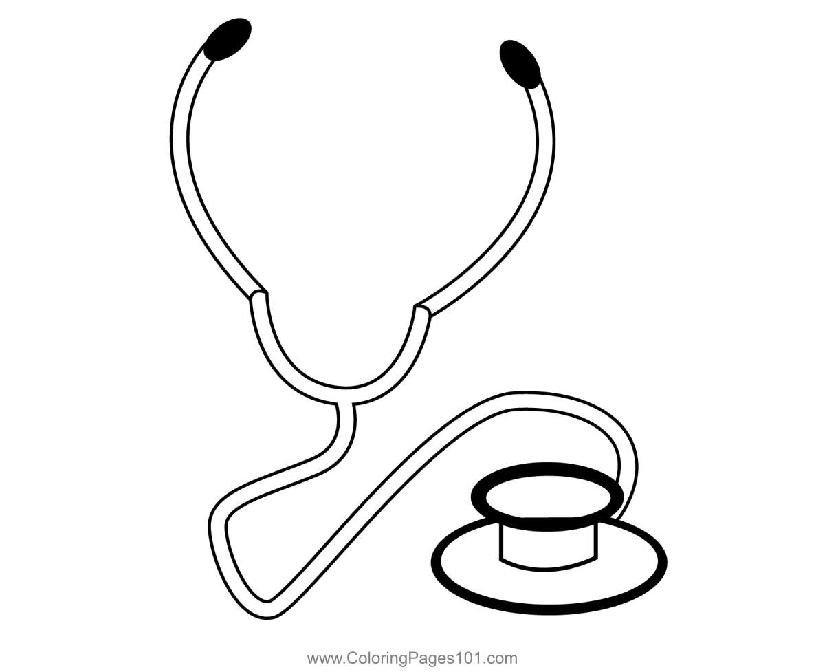 Stethoscope Template Printable Pattern Stencils Coloring Outline