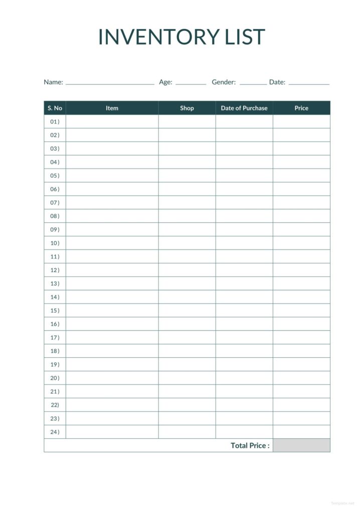 Supply Inventory Free Printable Inventory Sheets