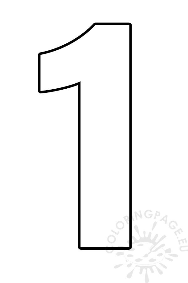 Template Printable Number 1 Outline