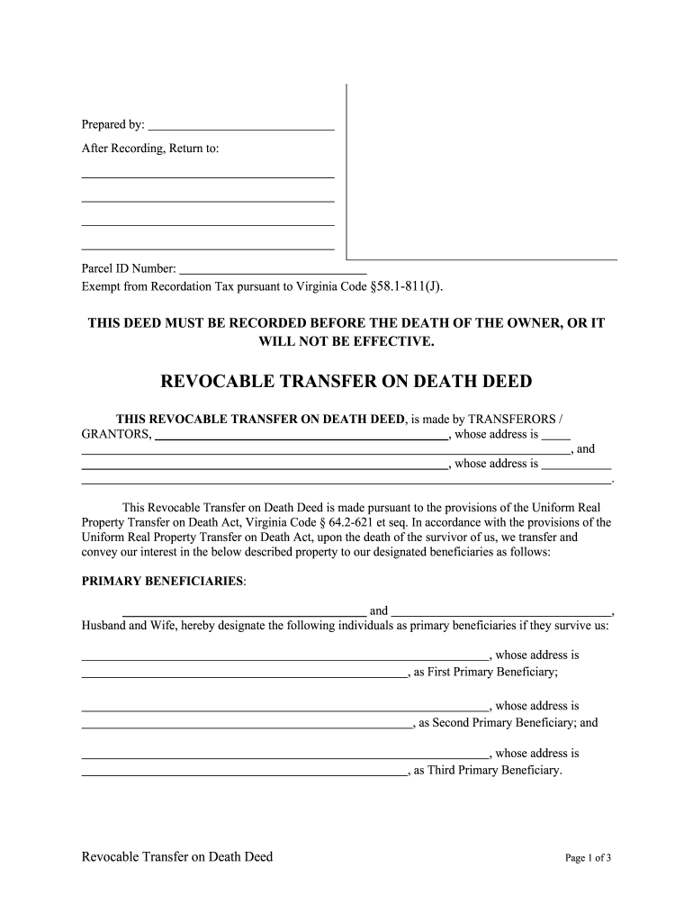 Transfer On Death Deed Printable Form