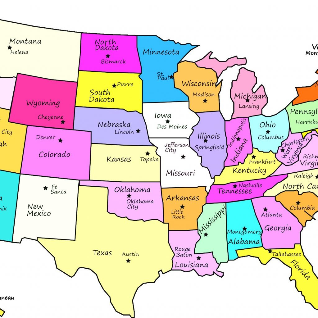 Us Map With States Labeled Printable