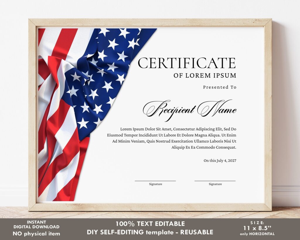 Veteran s Certificate Of Appreciation Template Editable Etsy