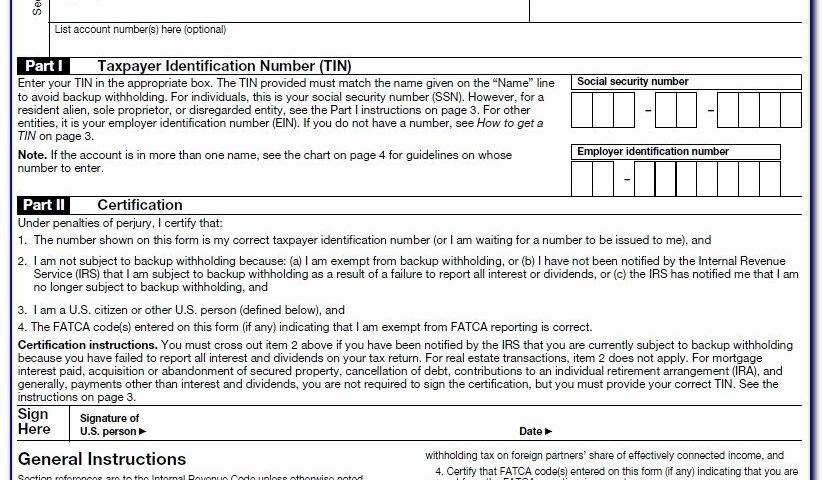 W 9 Fillable Irs Form Printable Forms Free Online