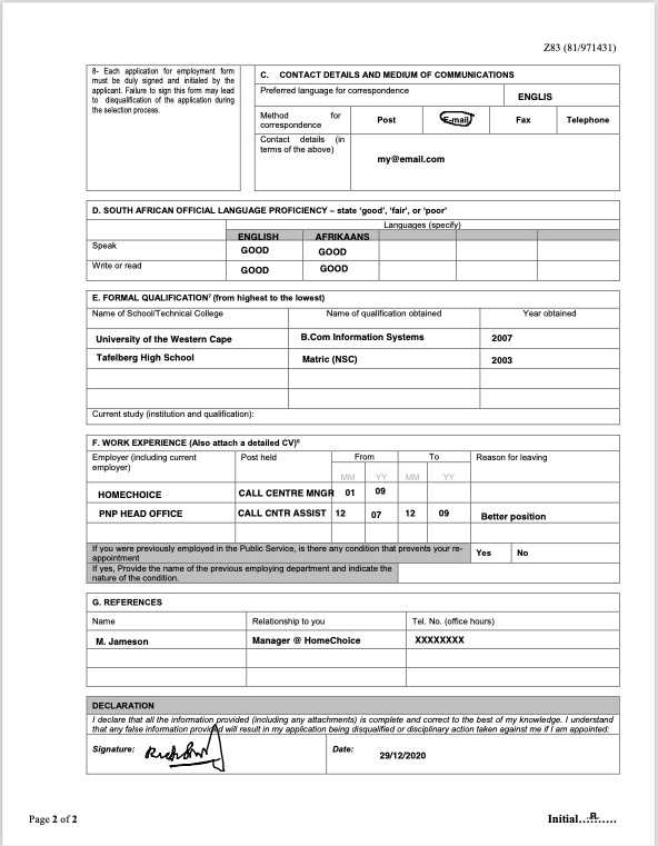 Z83 Form 2025 Bird Marlee