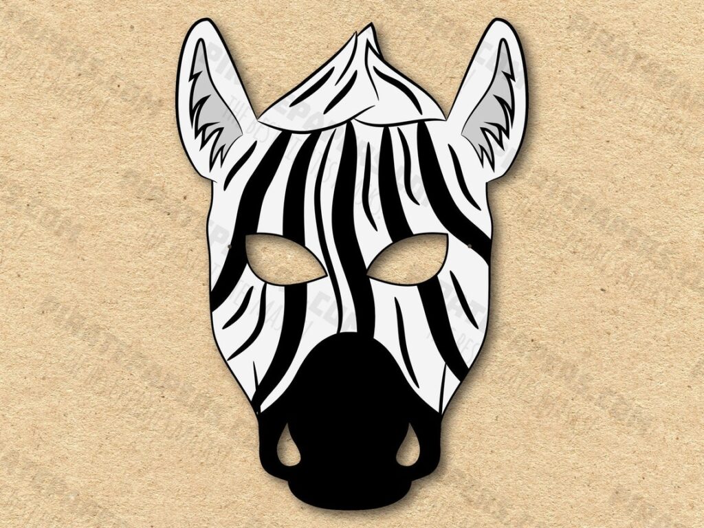 Zebra Mask Printable Paper DIY For Kids And Adults PDF Template 